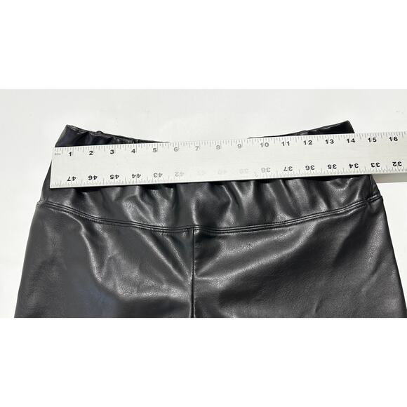 Catherine Malandrino Faux Leather Pull On Pants Women Size M Black Glam Party - Picture 3 of 6